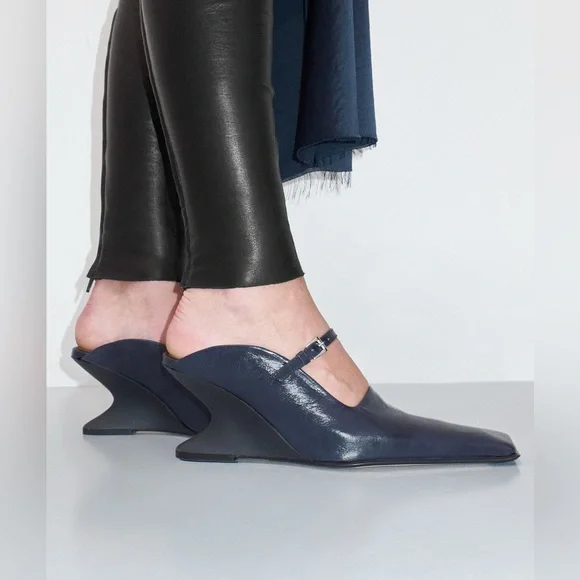 Miista ALDITH navy blue mules pumps cut out subversive designer sculpted - Picture 3 of 16